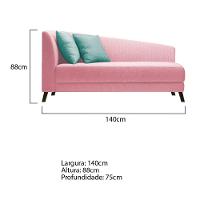 Recamier Heitor 140cm Com Almofada Lado Direito Suede Cor Rosa Bebê/tiffany