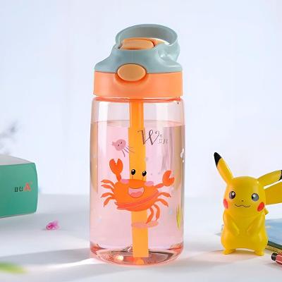 Garrafa Infantil Com Canudo 480ml – Tampa Com Trava De Segurança, Colorida E Ideal Para Escola E Passeios laranja