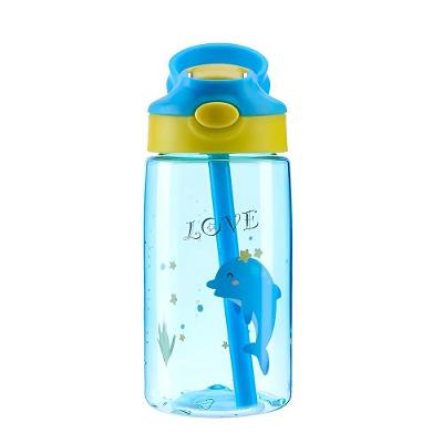 Garrafa Infantil Com Canudo 480ml – Tampa Com Trava De Segurança, Colorida E Ideal Para Escola E Passeios azul