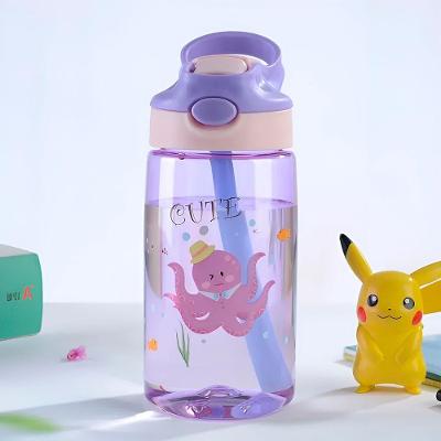 Garrafa Infantil Com Canudo 480ml – Tampa Com Trava De Segurança, Colorida E Ideal Para Escola E Passeios roxo