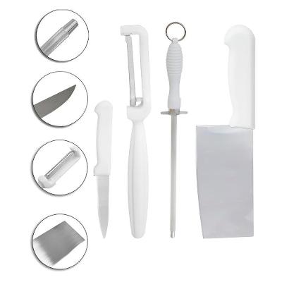 Conjunto 4 Peças Chaira Descascador Cutelo Faca Aço