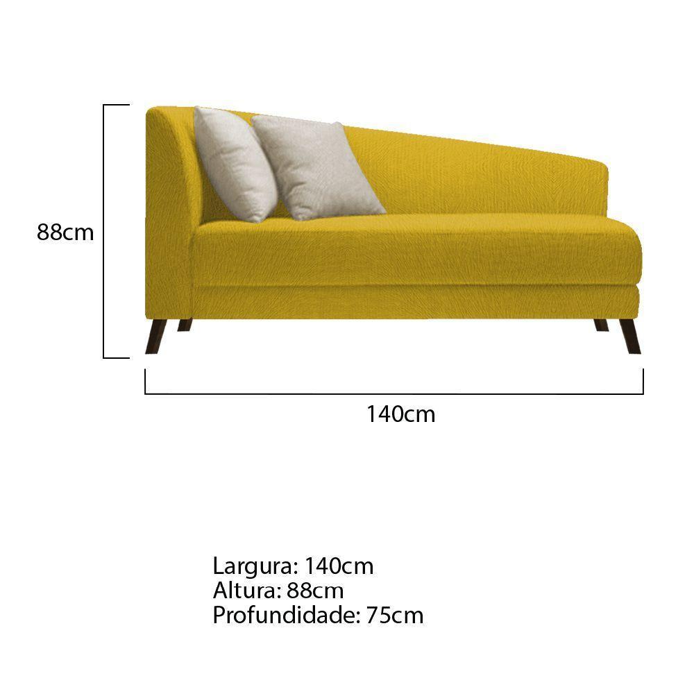Recamier Heitor 140cm Com Almofada Lado Direito Suede Cor Amarelo/bege - 5