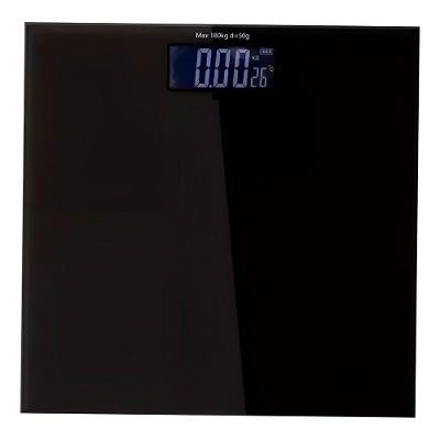 Balança Digital Mu-002 Em Vidro Temperado Até 180kg Com Display Lcd E Alta Precisão - preto