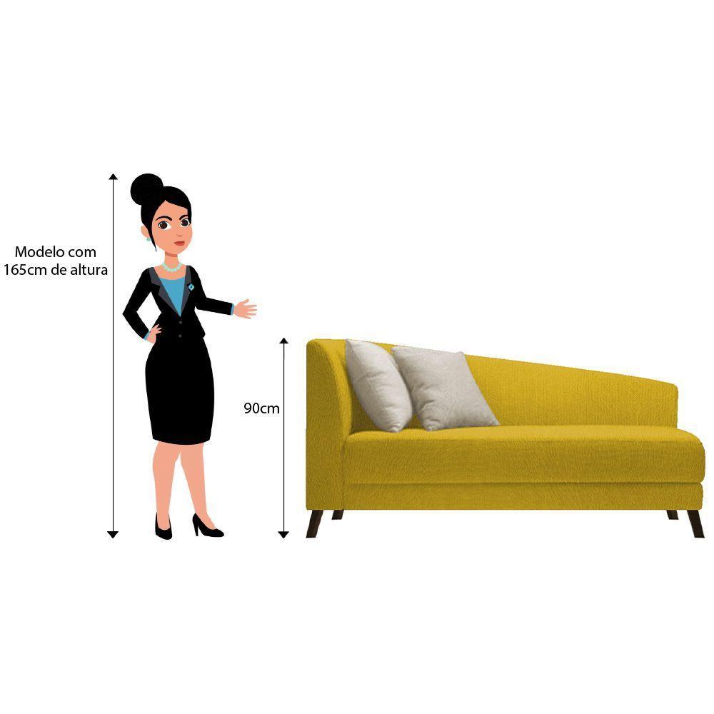 Recamier Heitor 140cm Com Almofada Lado Direito Suede Cor Amarelo/bege - 4
