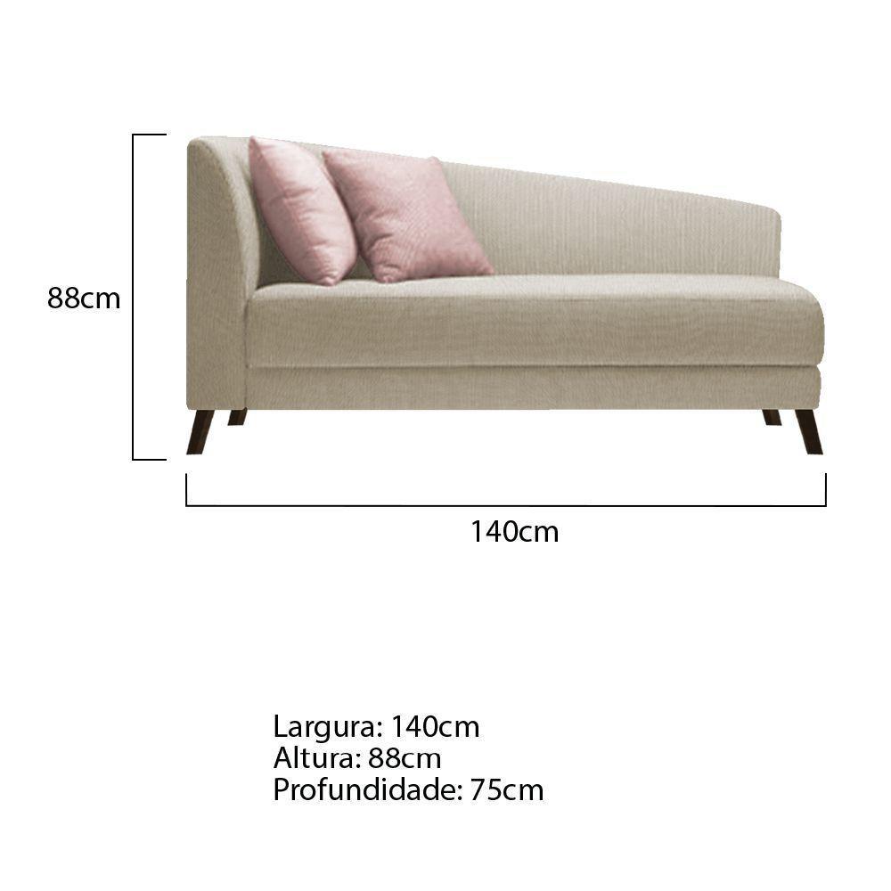 Recamier Heitor 140cm Com Almofada Lado Direito Suede Cor Begê/rosê - 5