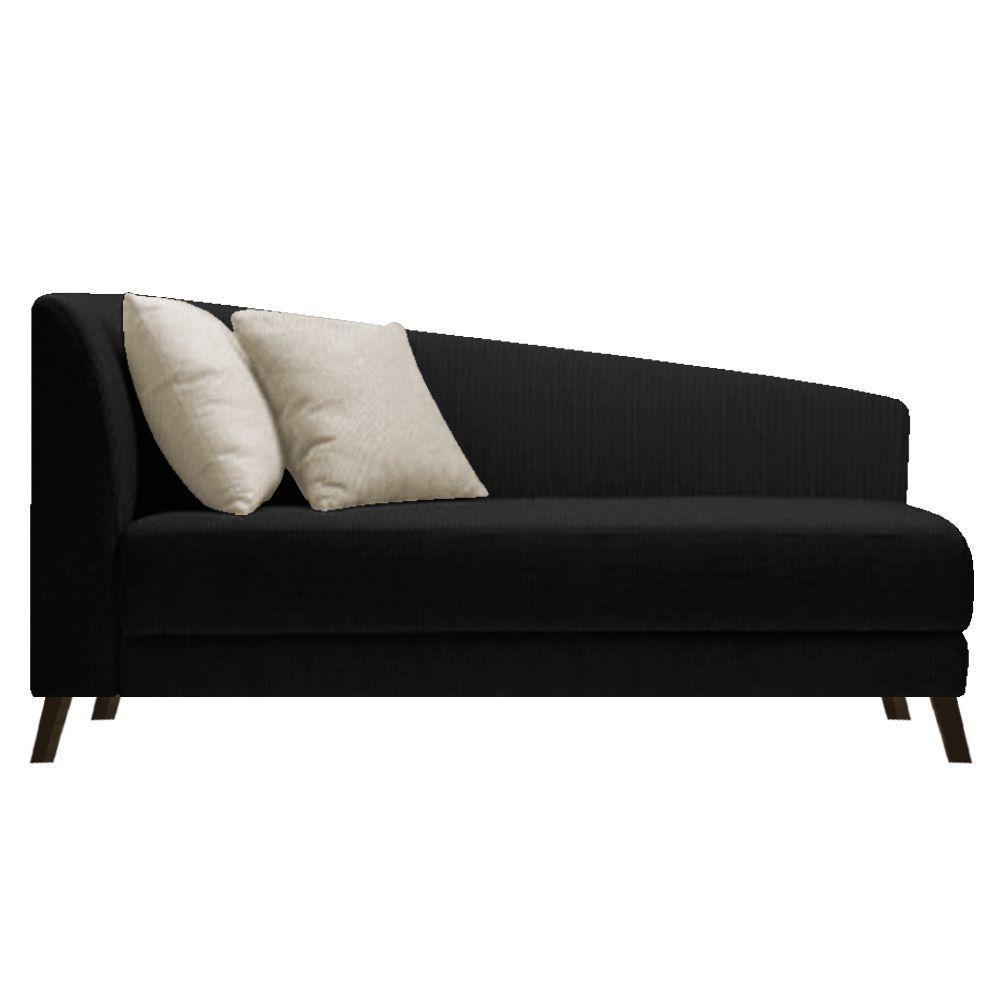 Recamier Heitor 140cm Com Almofada Lado Direito Suede Cor Preto/bege - 1