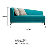 Recamier Heitor 140cm Com Almofada Lado Direito Suede Cor Azul Turquesa/bege - 5