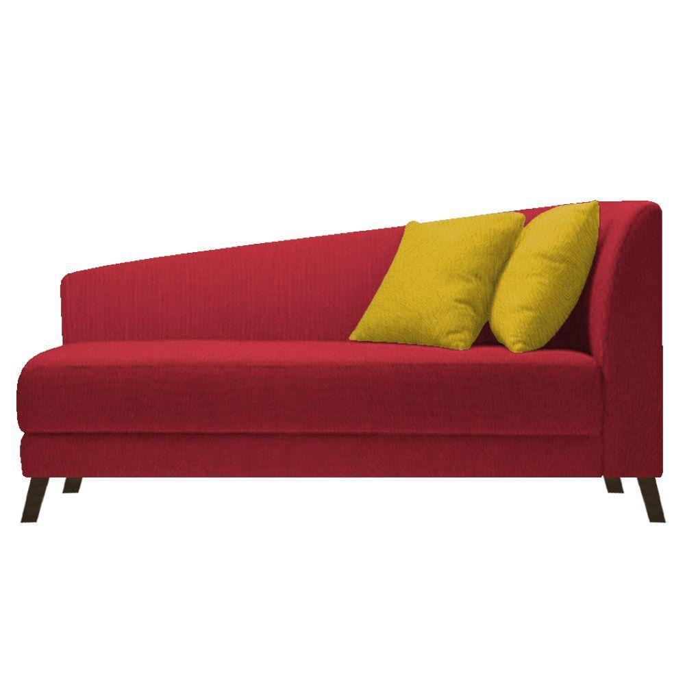 Recamier Heitor 185cm Com Almofada Lado Esquerdo Suede Cor Vermelho/amarelo - 1