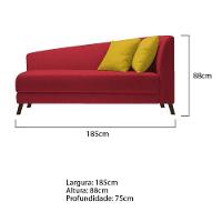 Recamier Heitor 185cm Com Almofada Lado Esquerdo Suede Cor Vermelho/amarelo - 5
