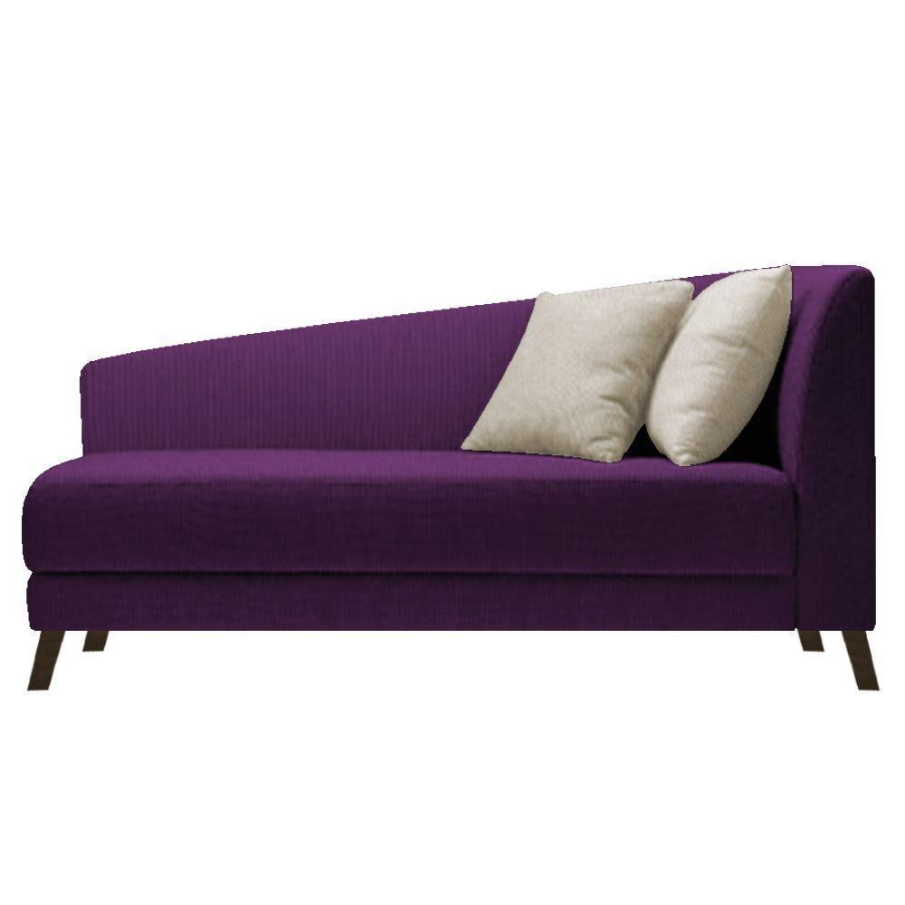 Recamier Heitor 185cm Com Almofada Lado Esquerdo Suede Cor Roxo/bege - 1