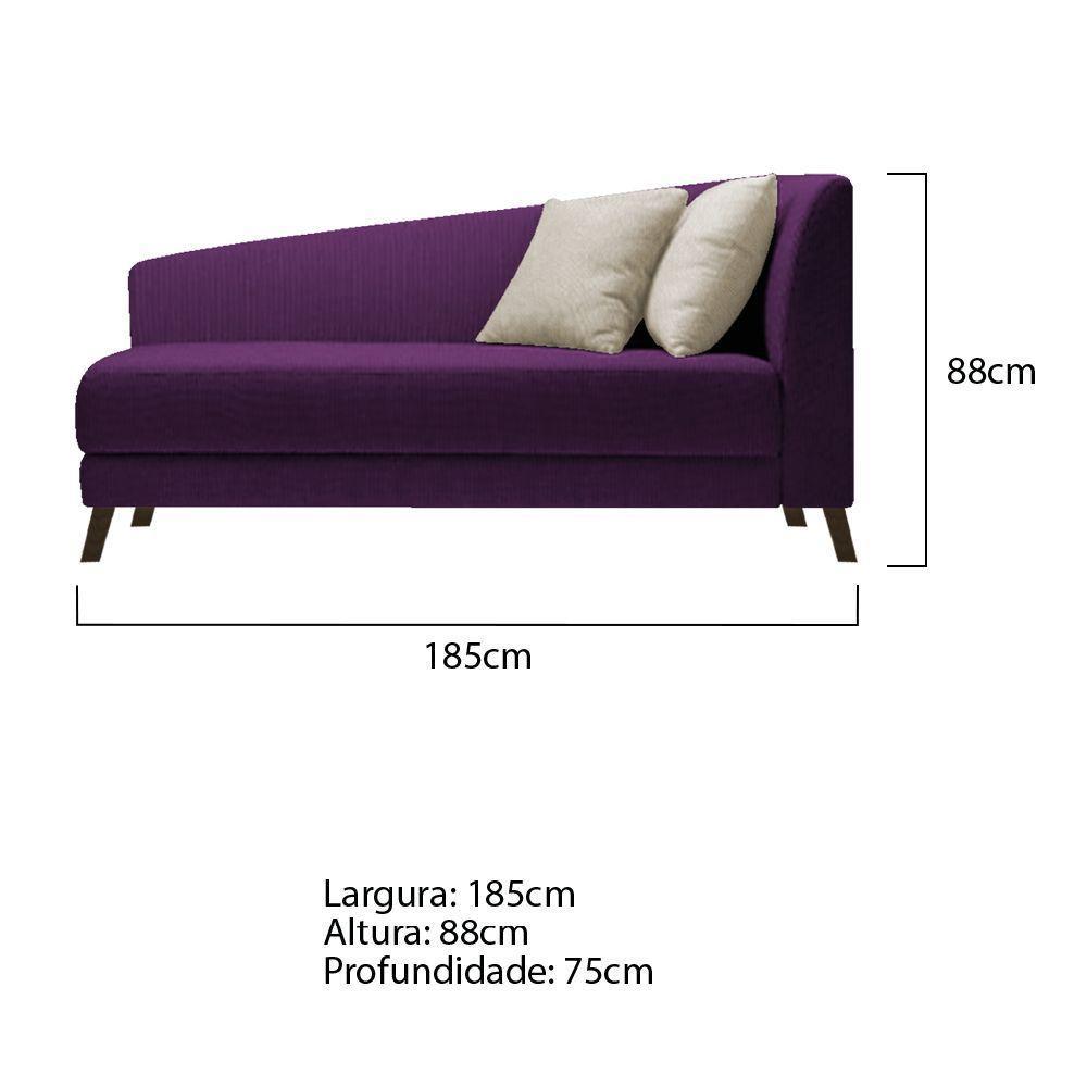 Recamier Heitor 185cm Com Almofada Lado Esquerdo Suede Cor Roxo/bege - 5