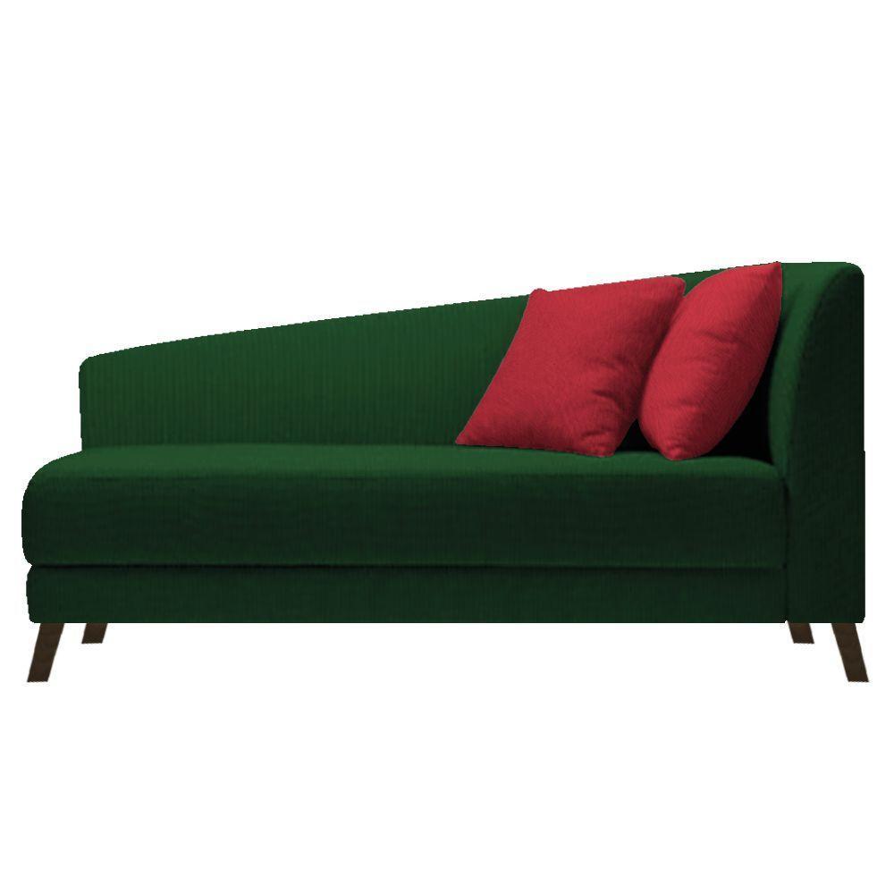Recamier Heitor 185cm Com Almofada Lado Esquerdo Suede Cor Verde/vermelho - 1