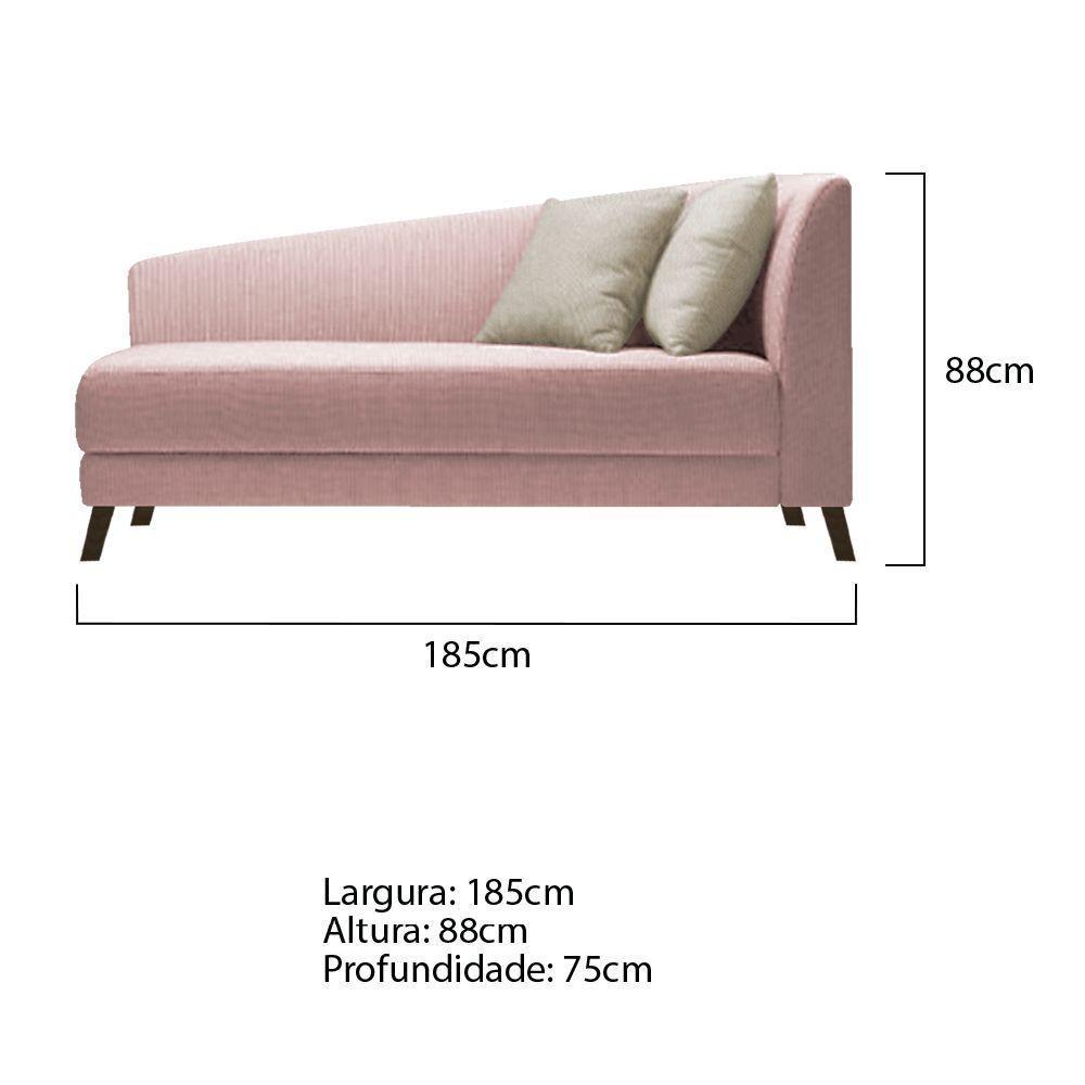 Recamier Heitor 185cm Com Almofada Lado Esquerdo Suede Cor Rosê/bege - 5