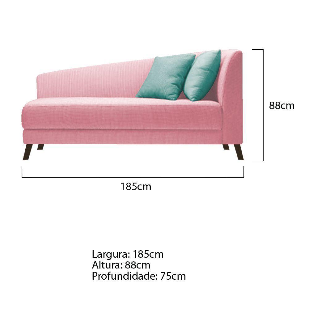 Recamier Heitor 185cm Com Almofada Lado Esquerdo Suede Cor Rosa Bebê/tiffany - 1