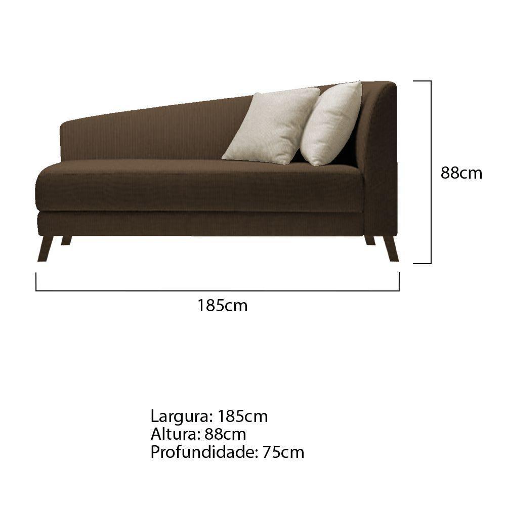 Recamier Heitor 185cm Com Almofada Lado Esquerdo Suede Cor Marrom/bege - 5