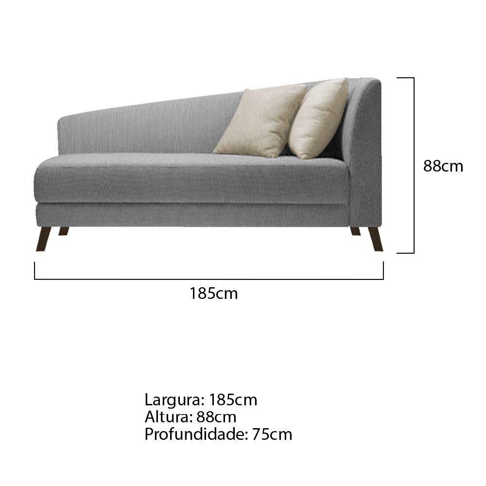 Recamier Heitor 185cm Com Almofada Lado Esquerdo Suede Cor Cinza/bege - 1