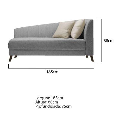 Recamier Heitor 185cm Com Almofada Lado Esquerdo Suede Cor Cinza/bege