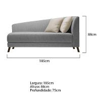 Recamier Heitor 185cm Com Almofada Lado Esquerdo Suede Cor Cinza/bege - 1