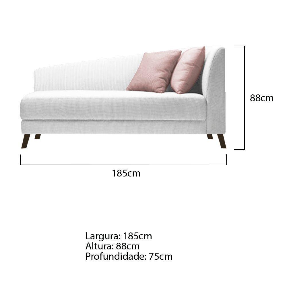 Recamier Heitor 185cm Com Almofada Lado Esquerdo Suede Cor Branco/rosê - 6