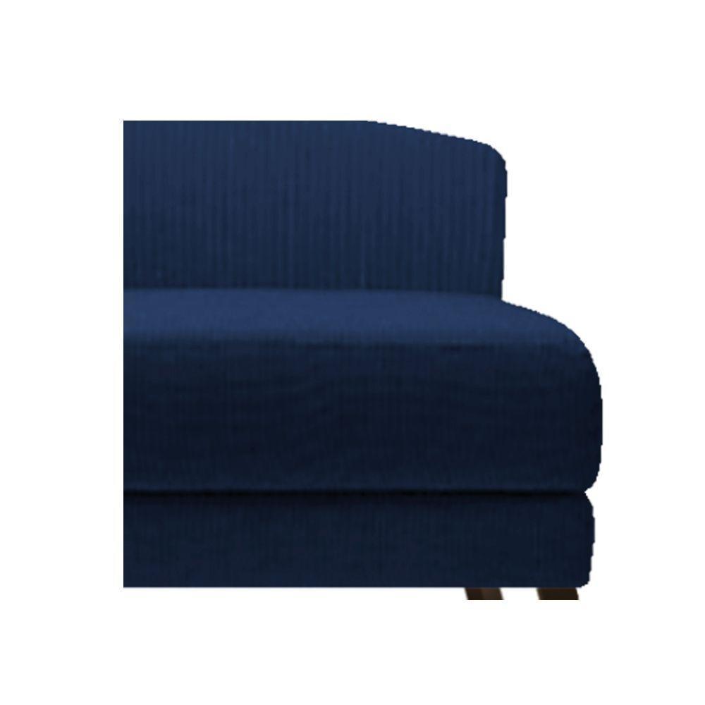 Recamier Heitor 185cm Com Almofada Lado Esquerdo Suede Cor Azul Marinho/bege - 2