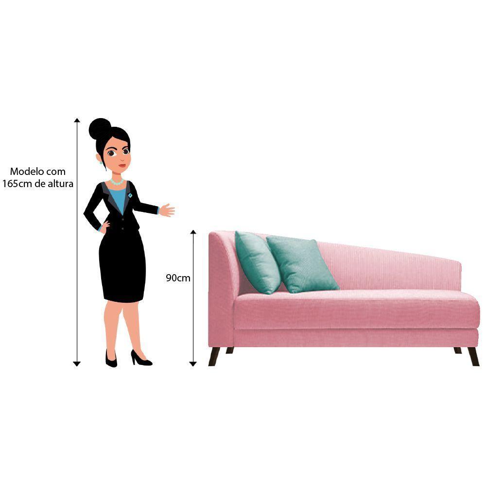 Recamier Heitor 185cm Com Almofada Lado Direito Suede Cor Rosa Bebê/tiffany - 4