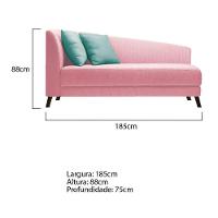 Recamier Heitor 185cm Com Almofada Lado Direito Suede Cor Rosa Bebê/tiffany - 5