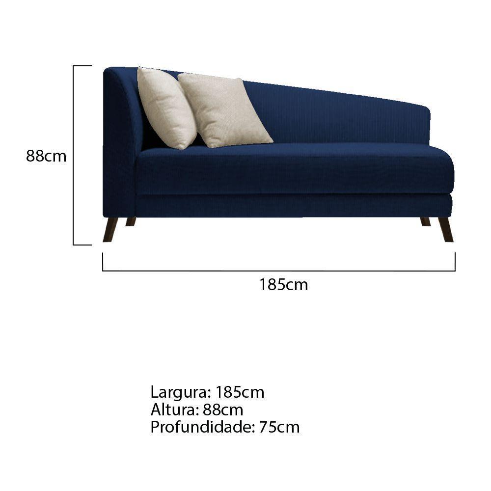 Recamier Heitor 185cm Suede Cor Azul Marinho/bege - 5