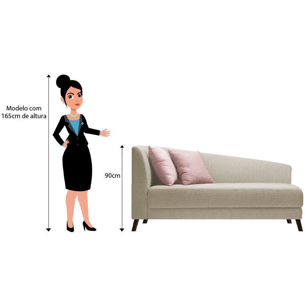 Recamier Heitor 185cm Com Almofada Lado Direito Suede Cor Begê/rosê - 4