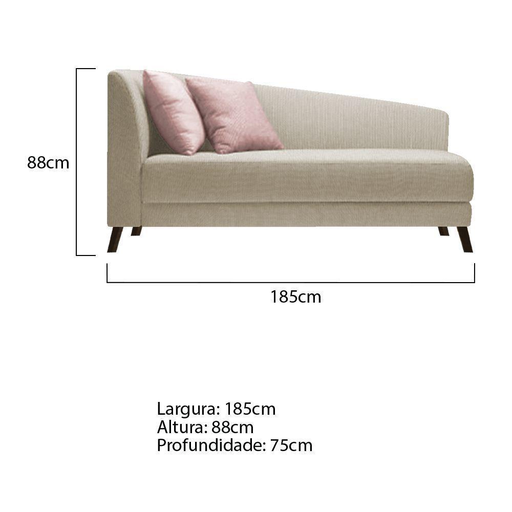 Recamier Heitor 185cm Com Almofada Lado Direito Suede Cor Begê/rosê - 5