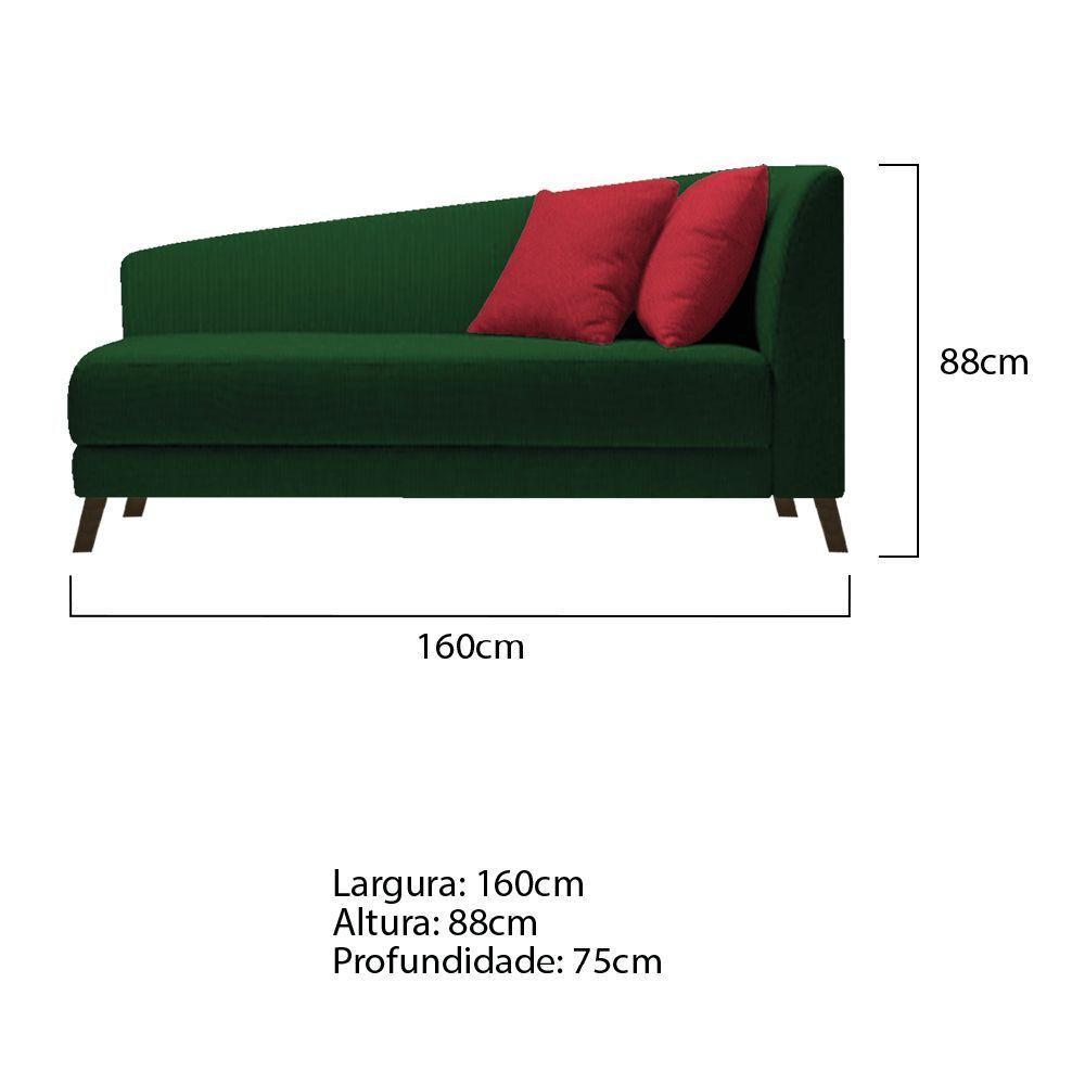 Recamier Heitor 160cm Com Almofada Lado Esquerdo Suede Cor Verde/vermelho - 5