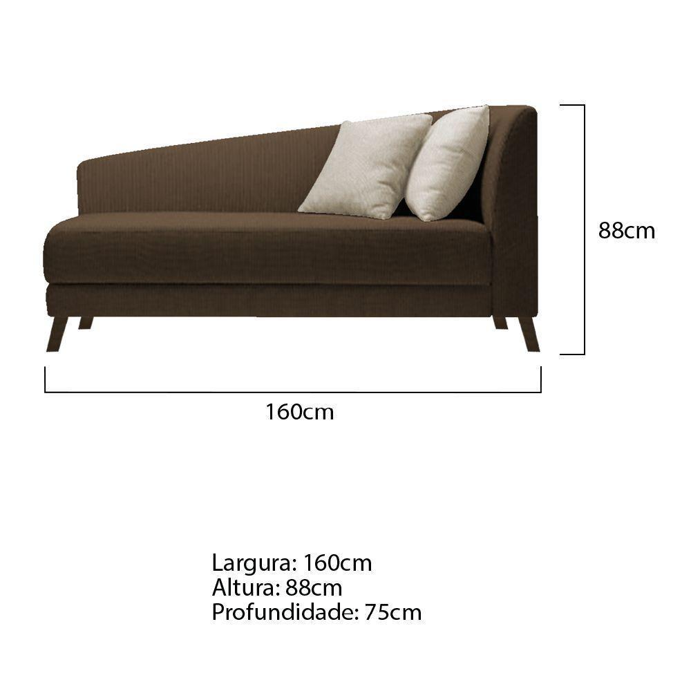 Recamier Heitor 160cm Com Almofada Lado Esquerdo Suede Cor Marrom/bege - 5