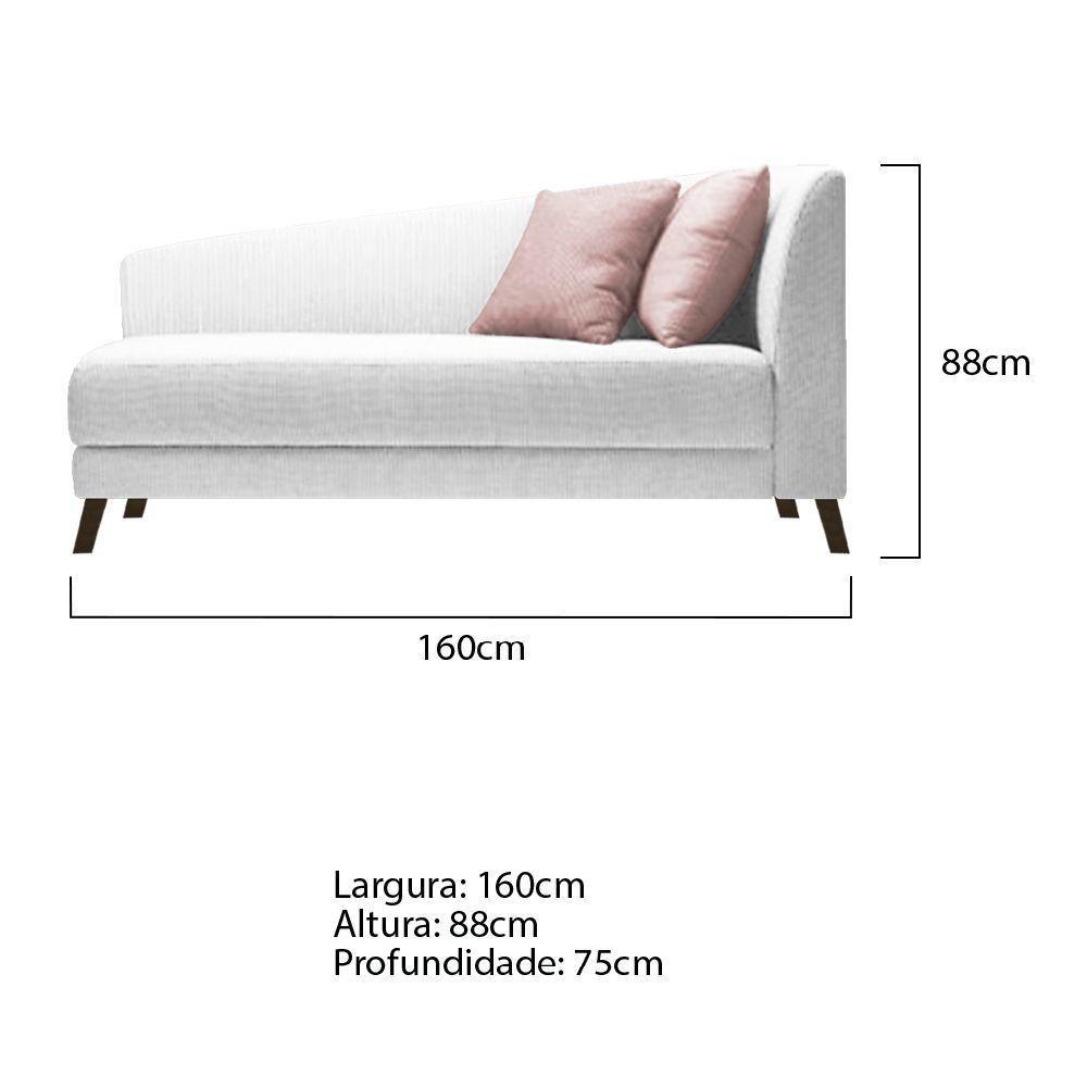 Recamier Heitor 160cm Com Almofada Lado Esquerdo Suede Cor Branco/rosê - 5