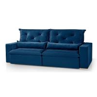 Sofá 4 Lugares Florianópolis Retrátil e Reclinável Com Molas e Espuma Soft Azul - 3