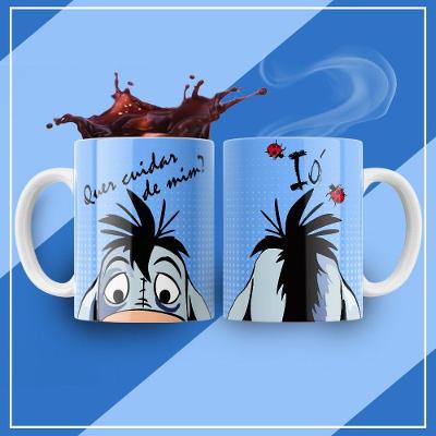 Caneca De Porcelana 325ml Decorada Turminha Da Disney Ió