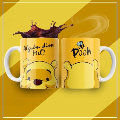 Caneca De Porcelana 325ml Decorada Turminha Da Disney Pooh