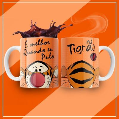 Caneca De Porcelana 325ml Decorada Turminha Da Disney Tigrão