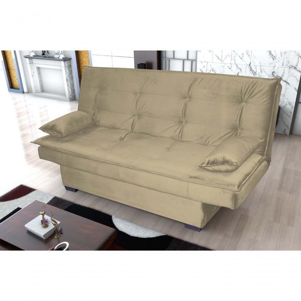 Sofá Cama Casal Reclinável Esmeralda - Veludo Marrom Claro - 2
