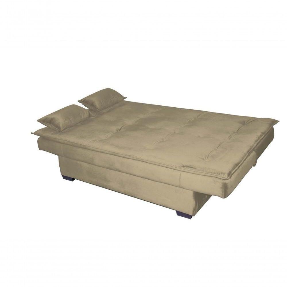 Sofá Cama Casal Reclinável Esmeralda - Veludo Marrom Claro - 3