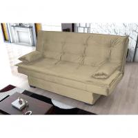 Sofá Cama Casal Reclinável Esmeralda - Veludo Marrom Claro - 2