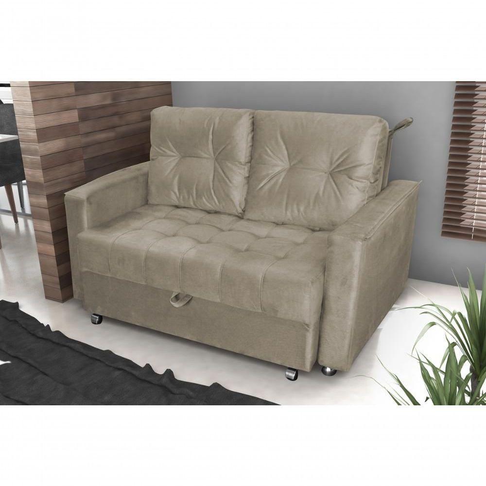 Sofá Cama Casal Reclinável Drika - Veludo Marrom Claro - 2
