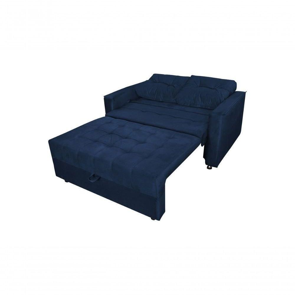 Sofá Cama Casal Reclinável Drika - Veludo Azul Marinho - 3