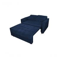 Sofá Cama Casal Reclinável Drika - Veludo Azul Marinho - 3