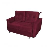 Sofá Cama Casal Reclinável Drika - Veludo Vinho - 1