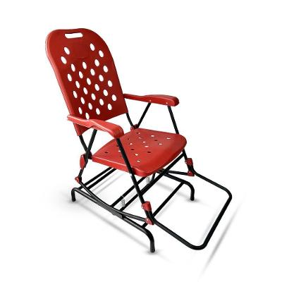 Cadeira De Balanço Dobrável Aço Carbono Reforçado Com Descanso De Pé Vermelho