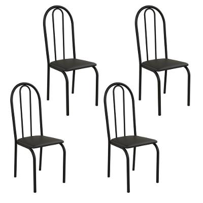 Kit 4 Cadeiras Ilhabela Estrutura Em Aço Preto Tecido Preto