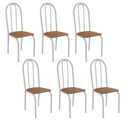 Kit 6 Cadeiras Ilhabela Estrutura Em Aço Branco Tecido Jambo