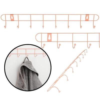 Cabideiro De Parede Rose Gold Suporte Aramado 8 Ganchos Organizador Guarda Roupas Toalhas Multiuso Utensilios Domesticos