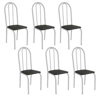 Kit 6 Cadeiras Ilhabela Estrutura Em Aço Branco Tecido Preto