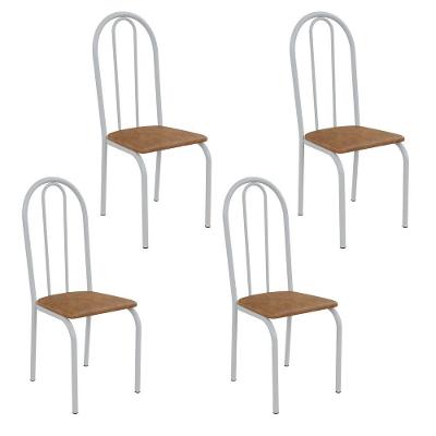 Kit 4 Cadeiras Ilhabela Estrutura Em Aço Branco Tecido Jambo