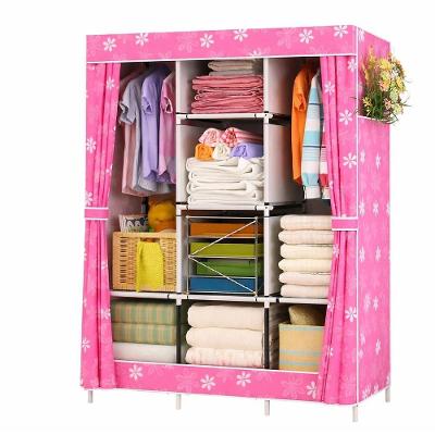 Guarda Roupa Portátil 9 Prateleiras Organizador Rosa